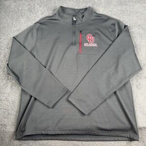 Oklahoma University 1/4 Zip Pullover Men Gray 2XL Heavy Football
